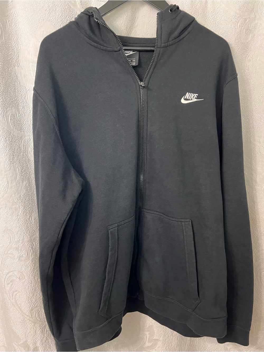 Nike Men's 2XLT Black Hoodie with White Logo Tag